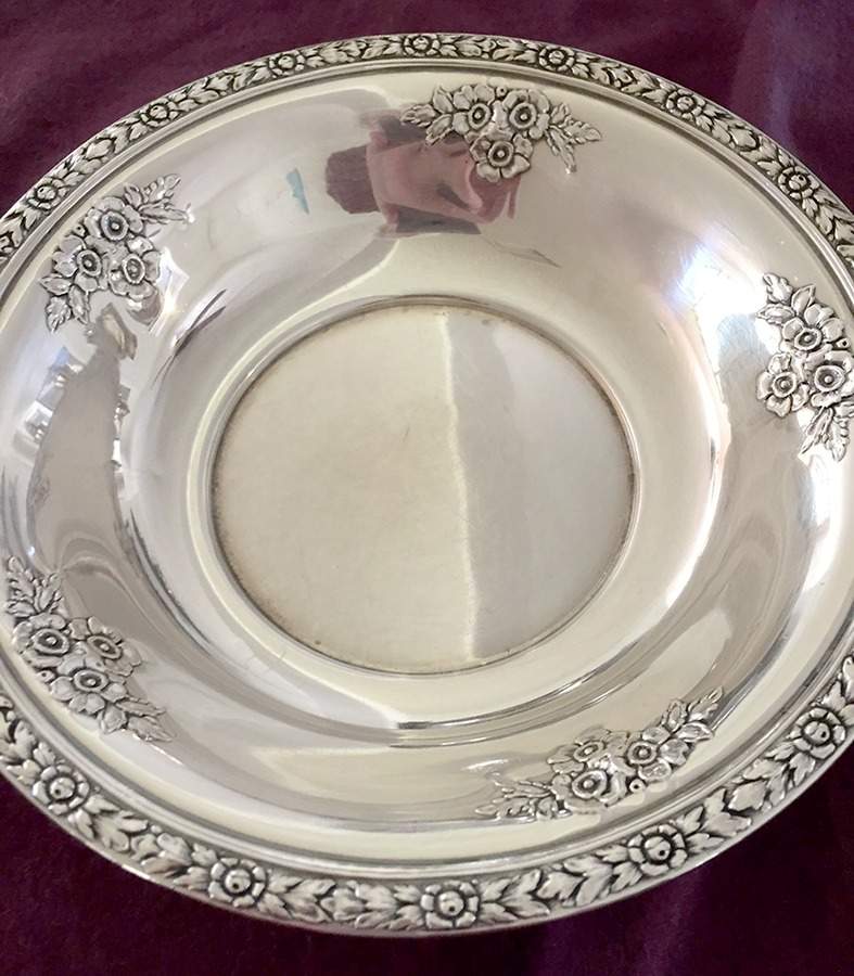 Rose Bouquet (Strl, Hlwr, Floral Band&Bouquets) 6" Bon Bon Bowl by Fisher Silversmiths-1