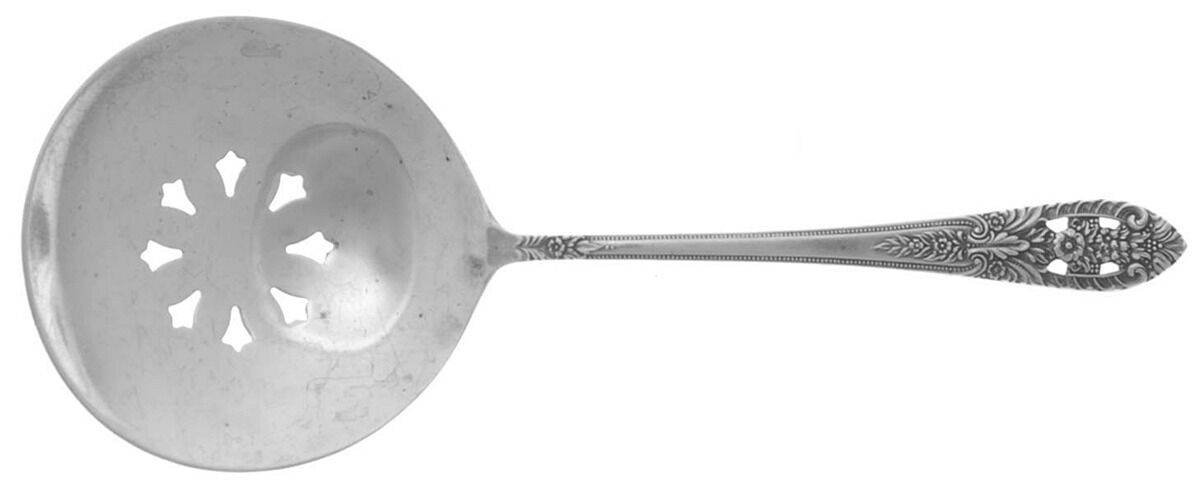 Crown Princess (Sterling, 1949) Solid Bon Bon Spoon with Pierced Bowl by Fine Arts-1