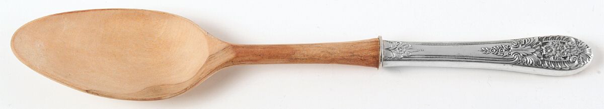 Crown Princess (Sterling, 1949) Salad Serving Spoon with Wooden Bowl by Fine Arts-1