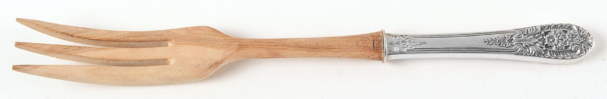Crown Princess (Sterling, 1949) Salad Serving Fork with Wooden Prongs by Fine Arts-1