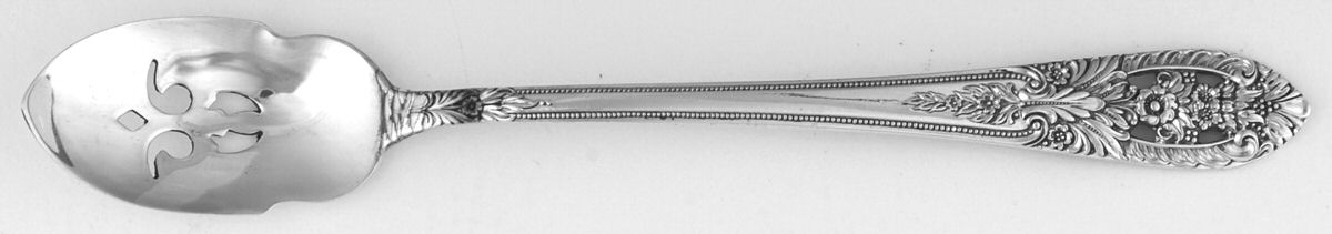 Crown Princess (Sterling, 1949) Short Handled Olive Spoon with Pierced Bowl by Fine Arts-1