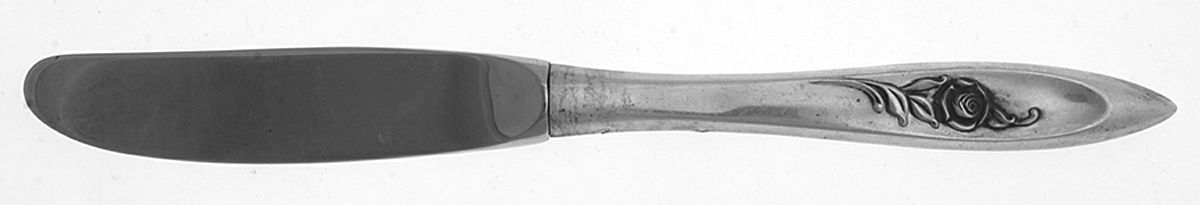 Romance Rose (Sterling, 1960) Modern Hollow Butter Spreader (Stainless) by Fine Arts-1