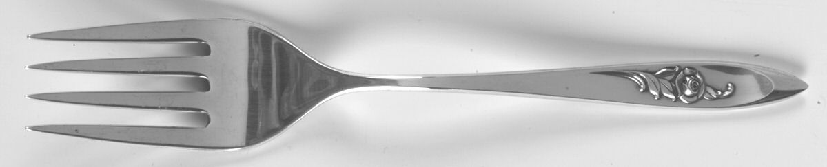 Romance Rose (Sterling, 1960) Medium Solid Cold Meat Serving Fork by Fine Arts-1