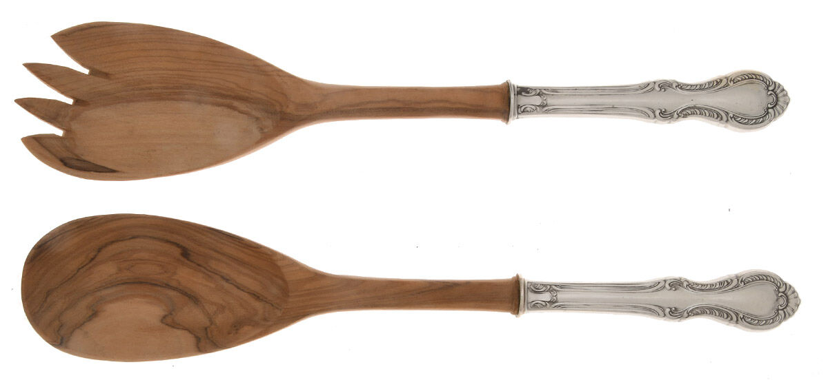 Southern Colonial (Sterling, 1945) Wooden Bowl 2 Piece Salad Set by Fine Arts-1