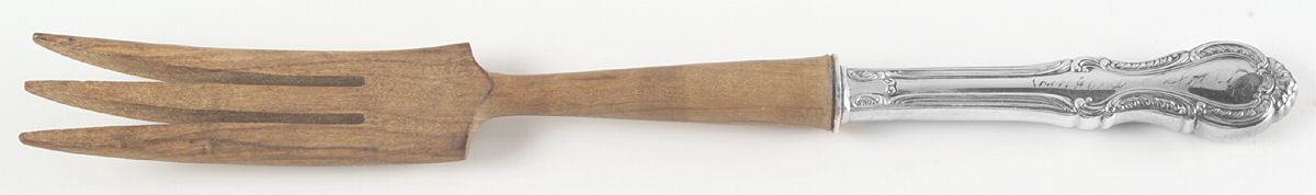 Southern Colonial (Sterling, 1945) Salad Serving Fork with Wooden Prongs by Fine Arts-1