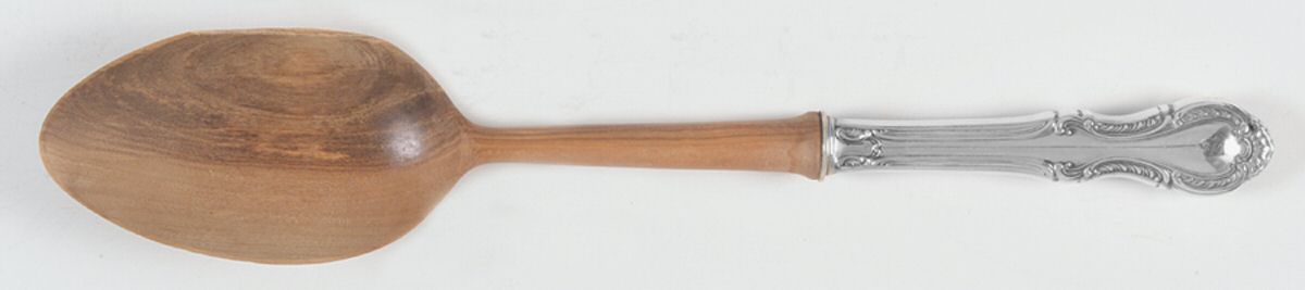 Southern Colonial (Sterling, 1945) Salad Serving Spoon with Wooden Bowl by Fine Arts-1