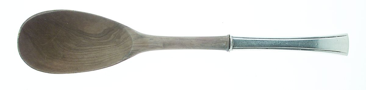 Tranquility (Sterling, 1947) Salad Serving Spoon with Wooden Bowl by Fine Arts-1