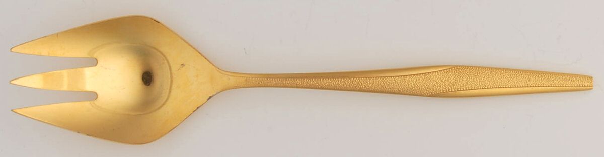 FLR1 (GOLD ELECTROPLATE) Medium Solid Cold Meat Serving Fork by Florentine-1