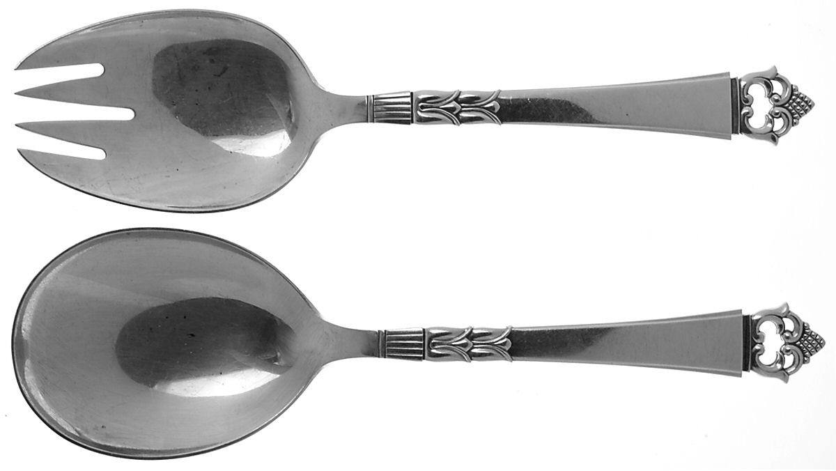 Danish Crown (Sterling) Medium 2-Piece Salad Set, Solid Pieces by Frigast-1