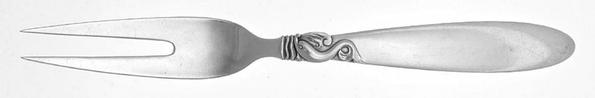 Dolphin (Sterling, No Monograms) Medium 2-Tine Cold Meat Serving Fork by Frigast-1