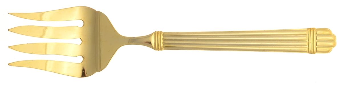 Marissa-Gold (Gold Electroplate) Small Solid Cold Meat Serving Fork by Farberware-1