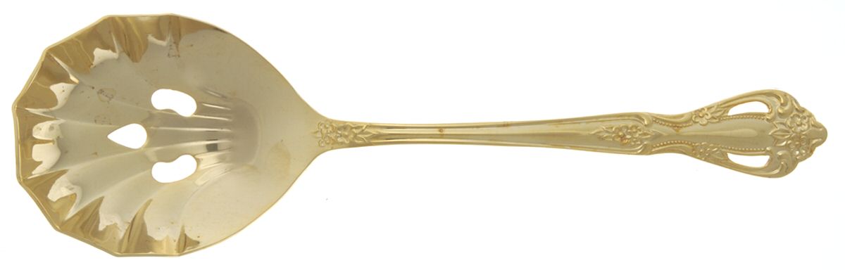 Regal-Gold (Gold Electroplate) Solid Pierced Shell Casserole Spoon by Farberware-1
