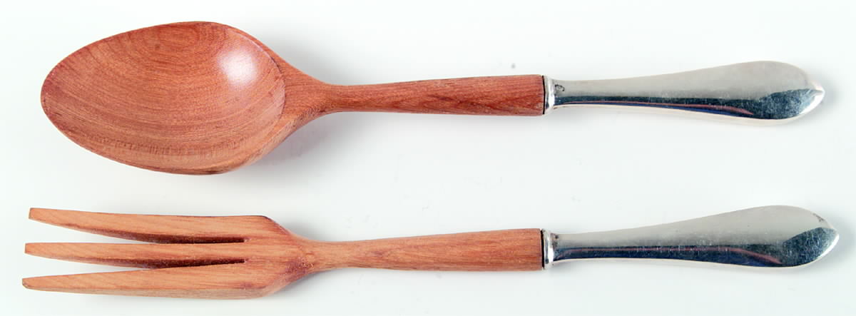 Adams (Sterling, 1944) Wooden Bowl 2-Piece Salad Set by Frank Whiting-1