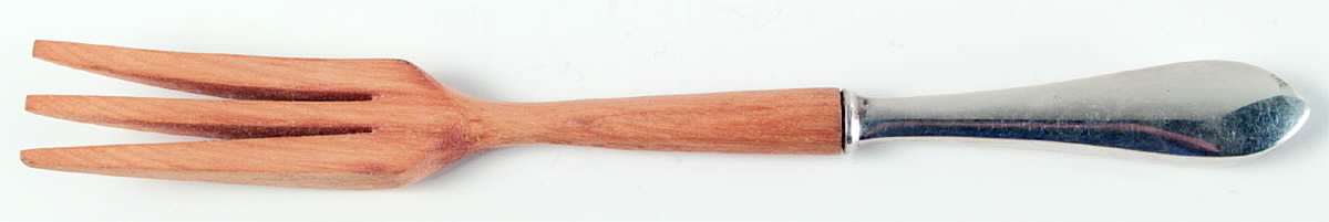 Adams (Sterling, 1944) Salad Serving Fork with Wooden Prongs by Frank Whiting-1