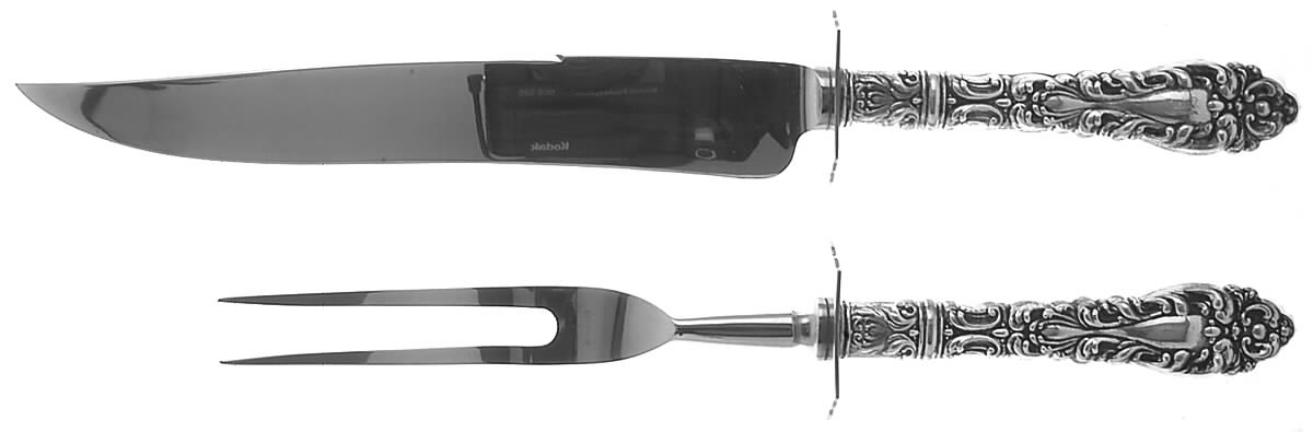 Athene-Crescendo (Sterling, 1890) (2 Pc)Carving Set-Lg Stnbl/Roast w/Sterling Guard by Frank Whiting-1