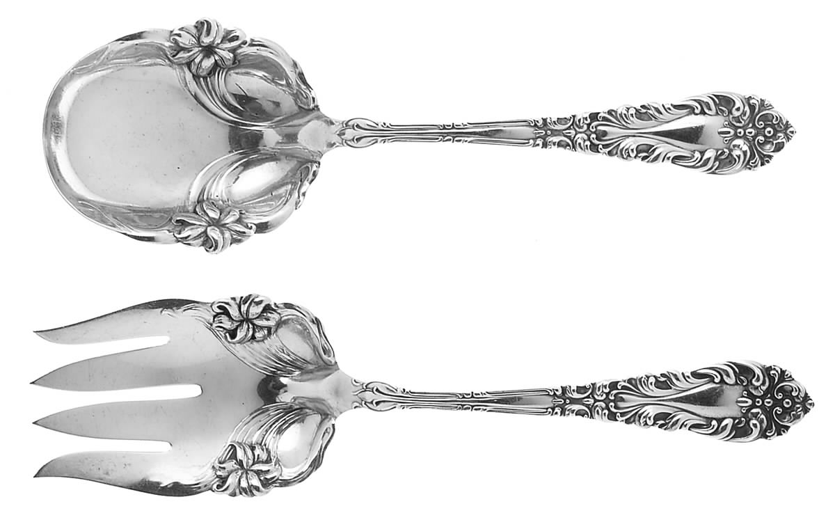 Athene-Crescendo (Sterling, 1890) (2 Pc) Solid Salad Set by Frank Whiting-1