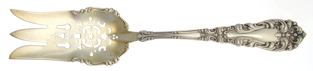 Athene-Crescendo (Sterling, 1890) Medium Solid Cold Meat Serving Fork by Frank Whiting-1