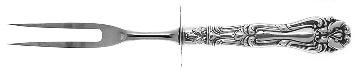Athene-Crescendo (Sterling, 1890) Lg Carving/Roast Fork-Stn Prong w/Sterling Guard by Frank Whiting-1