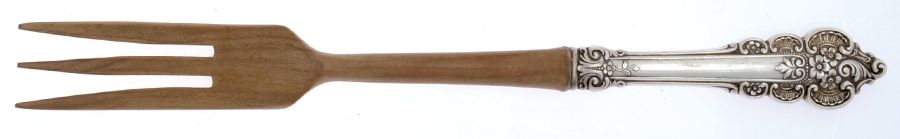 Botitcelli (Sterling, 1949) Salad Serving Fork with Wooden Prongs by Frank Whiting-1