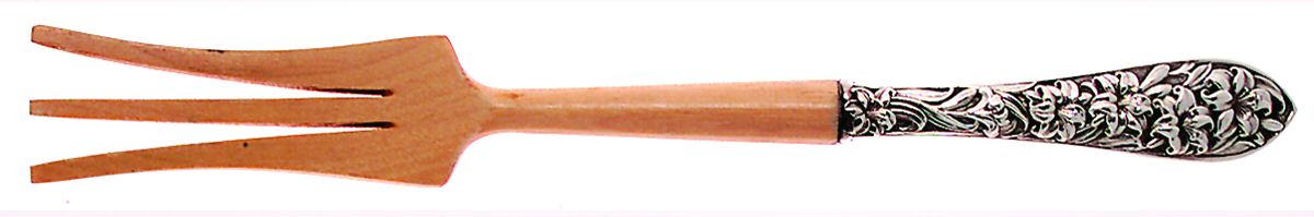 FWS1 (STERLING) Salad Serving Fork with Wooden Prongs by Frank Whiting-1