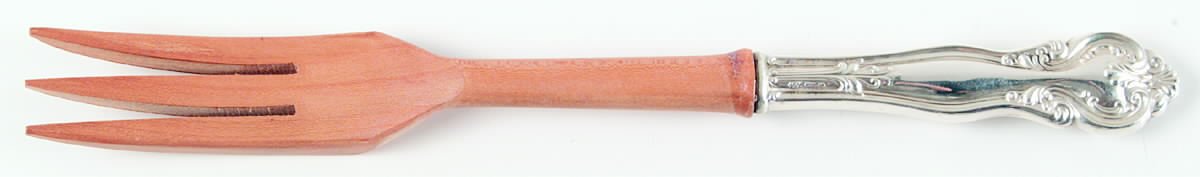 FWS3 (STERLING) Salad Serving Fork with Wooden Prongs by Frank Whiting-1