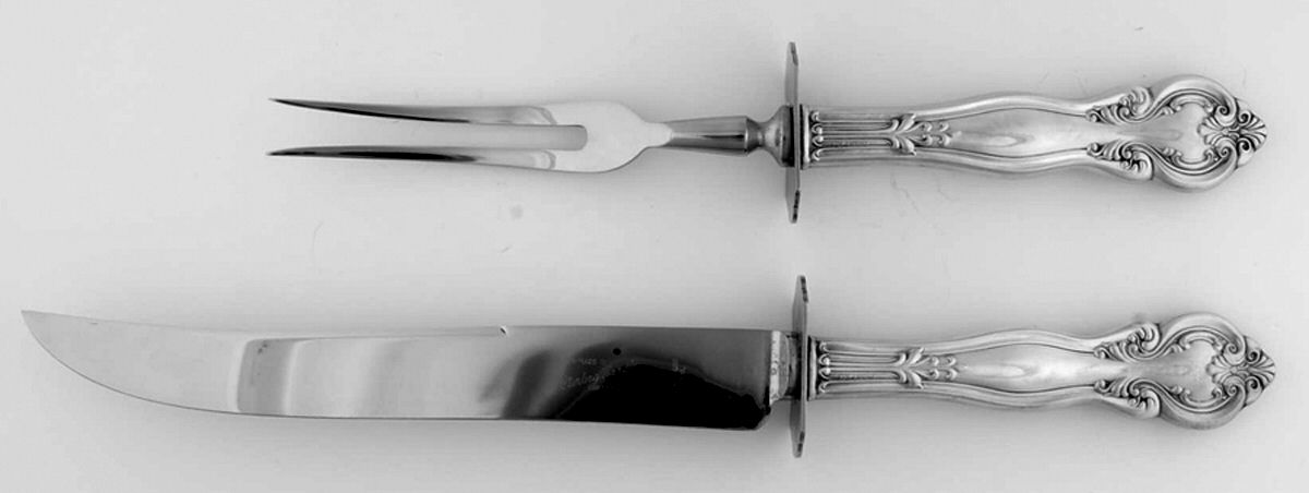 FWS3 (STERLING) Large 2-Piece Roast Carving Set w/Stainless Blade by Frank Whiting-1