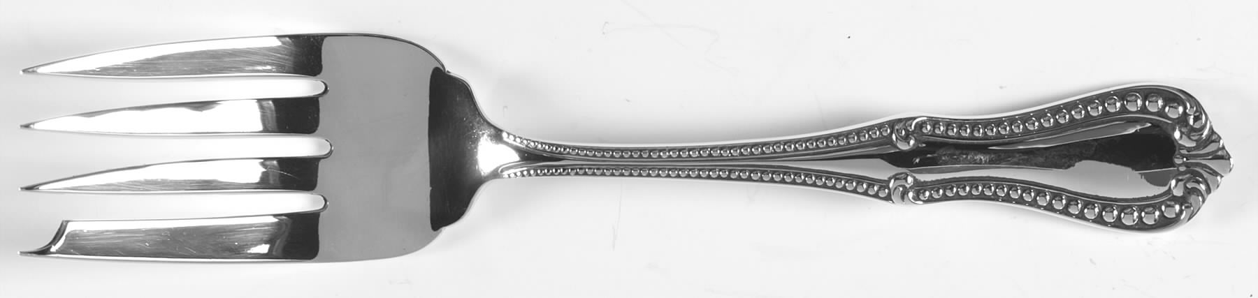 Georgian Bead (Sterling) Small Solid Cold Meat Serving Fork by Frank Whiting-1