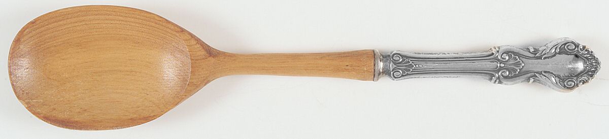 Georgian Shell (Sterling, 1948) Salad Serving Spoon with Wooden Bowl by Frank Whiting-1