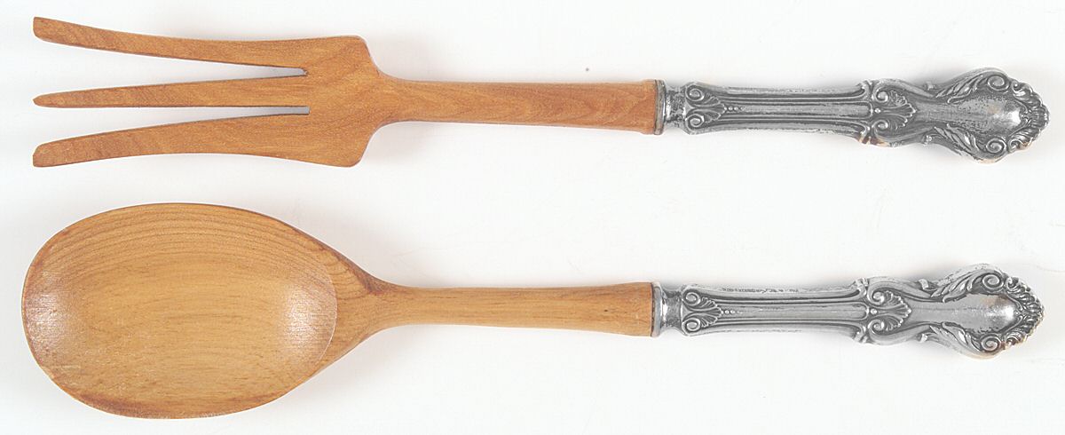 Georgian Shell (Sterling, 1948) Wooden Bowl 2-Piece Salad Set by Frank Whiting-1
