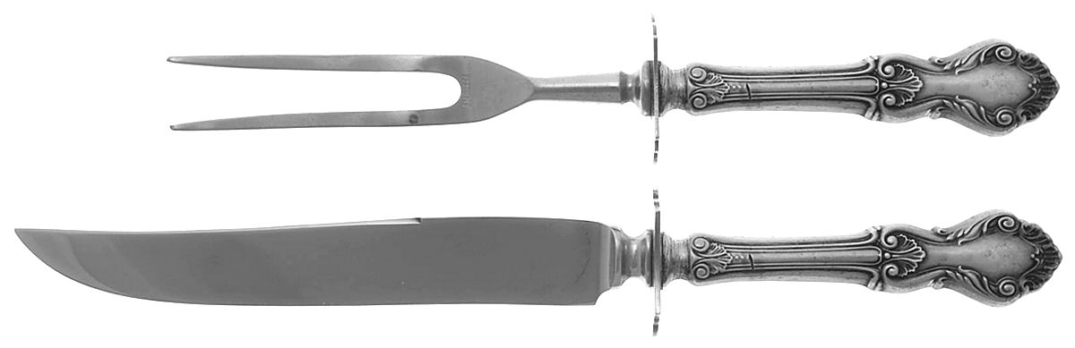 Georgian Shell (Sterling, 1948) Small Stainless Blade 2-Piece Steak Carving Set by Frank Whiting-1