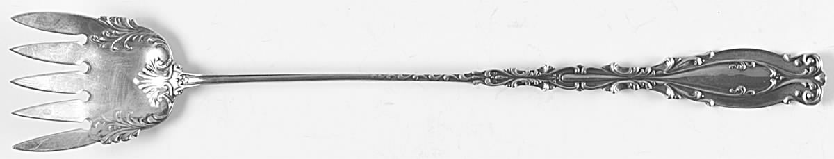 Josephine (Sterling, 1890, No Monograms) Large Handle Solid Tined Sardine Srving Fork by Frank Whiting-1