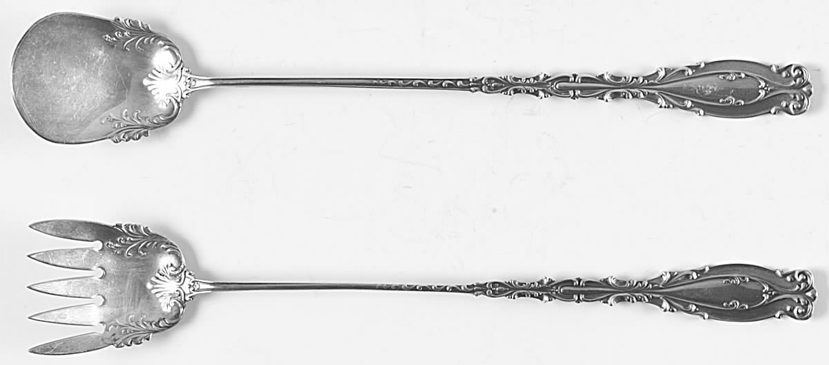 Josephine (Sterling, 1890, No Monograms) Large Handle 2-Piece Sardine Serving Set by Frank Whiting-1