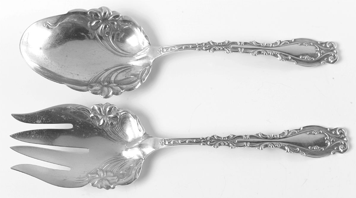 Josephine (Sterling, 1890, No Monograms) (2 Pc) Solid Salad Set by Frank Whiting-1