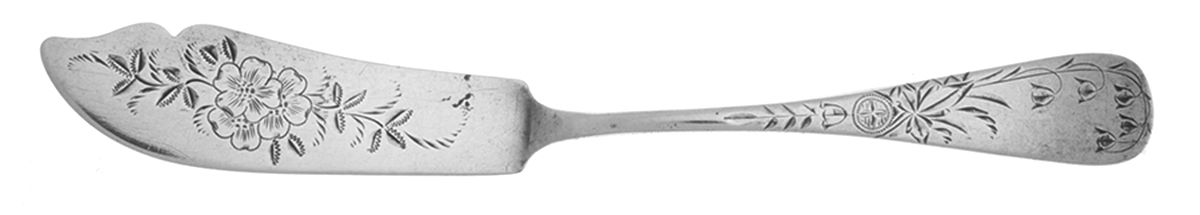 Lily-Engraved (Sterling, 1885) Flat Handle Bright Cut Master Butter by Frank Whiting-1