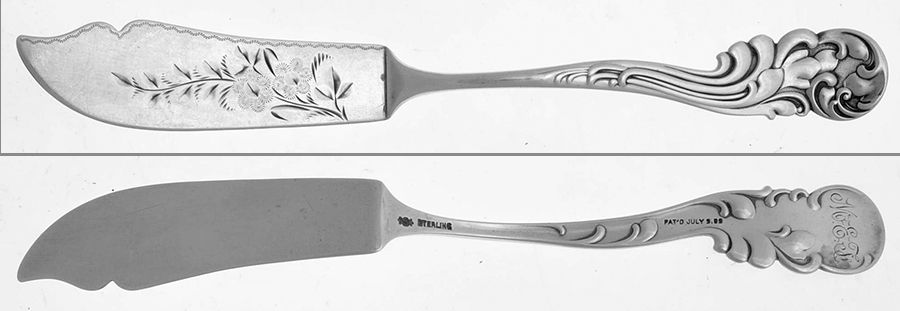 Marquise (Sterling, 1889) Flat Handle Bright Cut Master Butter by Frank Whiting-1