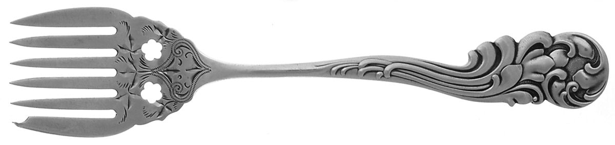 Marquise (Sterling, 1889) Sardine Serving Fork Tined Large Bright Cut by Frank Whiting-1
