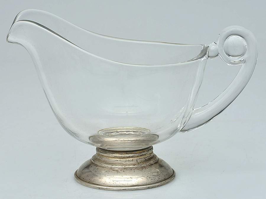 Sterling Hollowware Crystal Sauce Boat W/Sterling Base by Frank Whiting-1