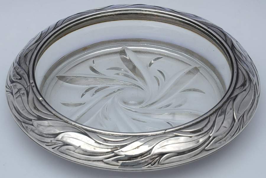 Sterling Hollowware Crystal Wine Coaster with Sterling Lip by Frank Whiting-1