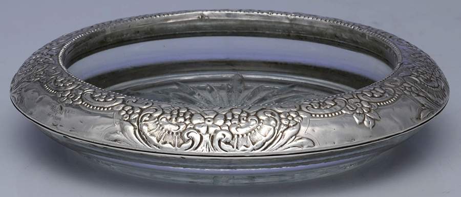 Sterling Hollowware Crystal Wine Coaster with Sterling Lip by Frank Whiting-1