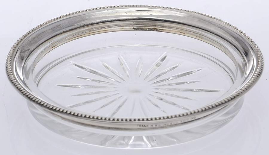 Sterling Hollowware Sterling Lip Crystal Wine Coaster by Frank Whiting-1