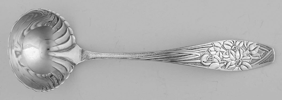 Narcissus (Sterling, 1886) Solid Piece Cream Ladle by Frank Whiting-1