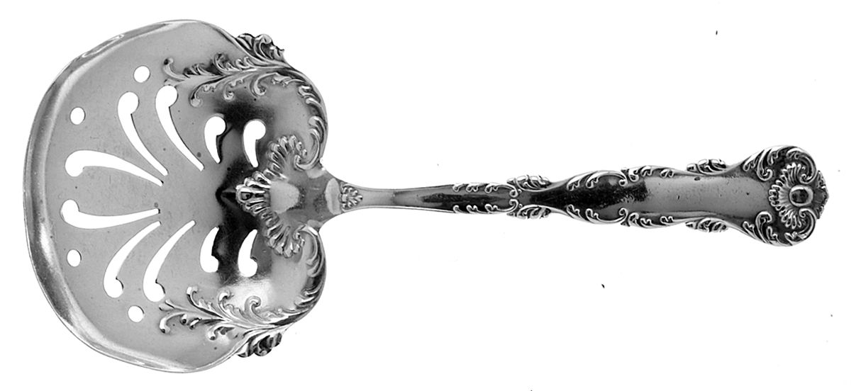 Neapolitan-Kings Court (Sterling, 1895, No Monos) Pierced Almond Spoon by Frank Whiting-1