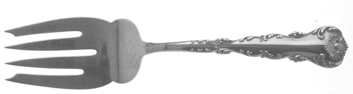 Neapolitan-Kings Court (Sterling, 1895, No Monos) Small Solid Cold Meat Serving Fork by Frank Whiting-1