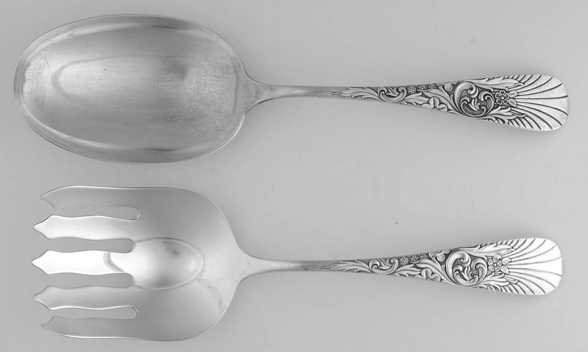 Palm (Sterling, 1887) Solid 2-Piece Vegetable Serving Set by Frank Whiting-1
