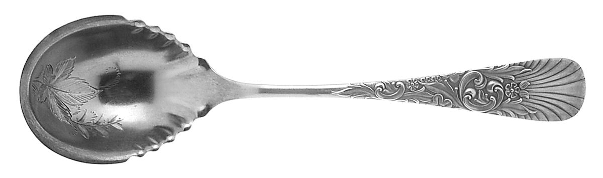 Palm (Sterling, 1887) Bright Cut Bowl Sugar Spoon by Frank Whiting-1