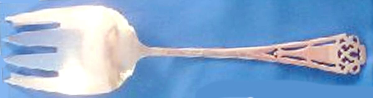 Pierced (Sterling, 1920) Solid Salad Serving Fork by Frank Whiting-1