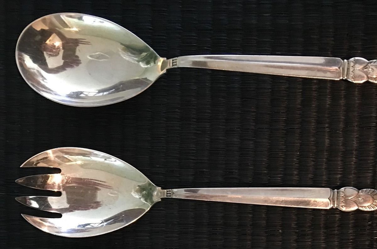 Princess Ingrid (Sterling) Solid Oversized Serving Salad Set by Frank Whiting-1