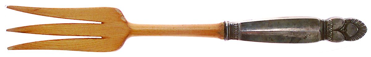 Princess Ingrid (Sterling) Salad Serving Fork with Wooden Prongs by Frank Whiting-1