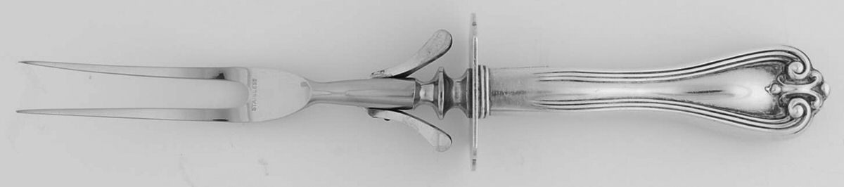 Puritan (Sterling, 1905) Small Carving Fork W/Sterling Guard by Frank Whiting-1