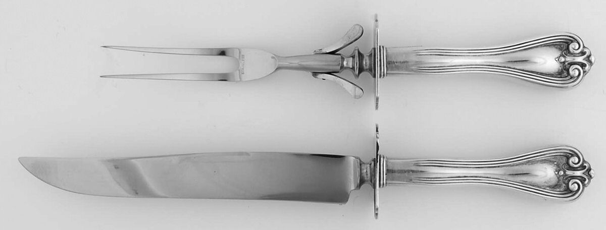 Puritan (Sterling, 1905) 2 Piece Small Carving Set W/ Sterling Guard by Frank Whiting-1